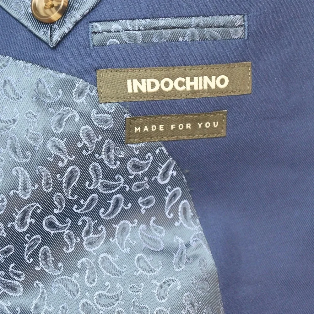 Indochino 40S 34x30 Blue 100% Wool Slim Mens Jacket Pants Suit